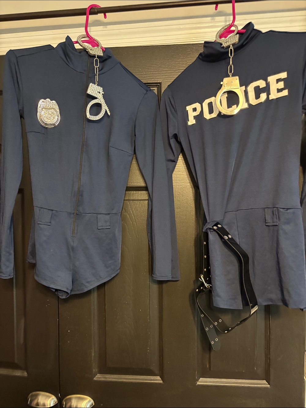 (2) Women’s Navy 'Police' Long Sleeve Costume Top